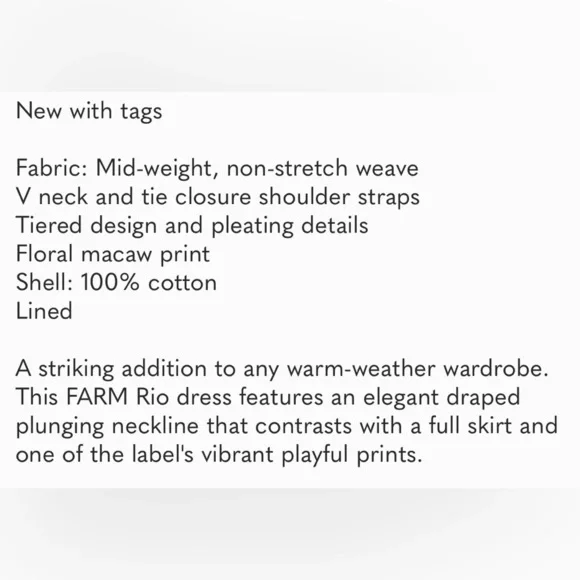 Farm Rio Size Small Blue Macaw Flight Midi Dress Tiered Size Medium NWT - Picture 6 of 16